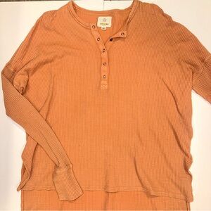 Aerie Peach Waffle Knit Henley Top